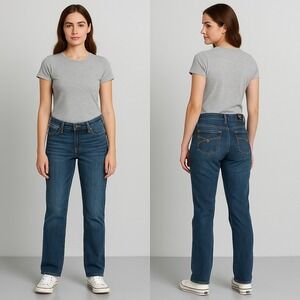 Aura Riders by Lee Womens Jeans 8 Average‎ Mid Rise Straight Leg Embellished